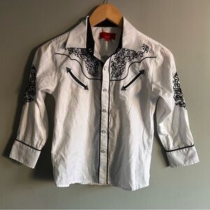 Patroncito Red Label Boy’s White Western Cowboy Shirt | Size: 8